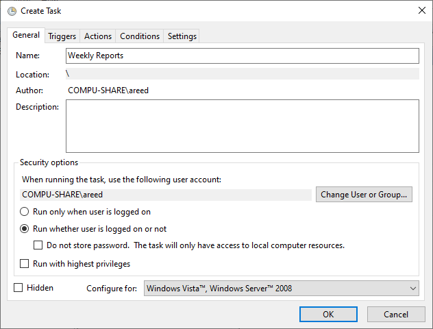 Scheduling reports with Windows Task Scheduler